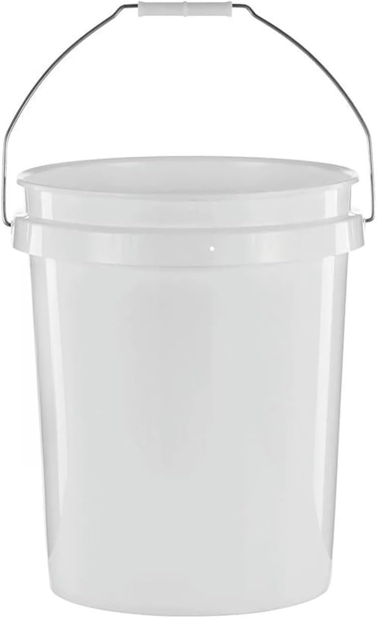 (2 Pack) 5 Gallon Round Utility Bucket, Comfort Handle, Plastic, White