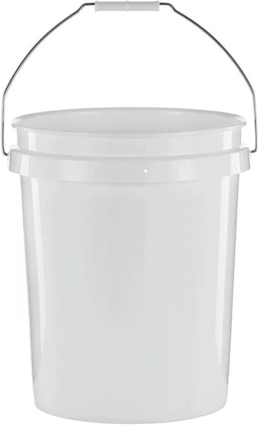 (2 Pack) 5 Gallon Round Utility Bucket, Comfort Handle, Plastic, White