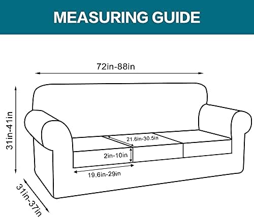 Turquoize 4 Piece Sofa Covers for 3 Cushion Couch Sofa Slipcover Soft Couch Cover for Dogs-Washable Sofa Furniture Covers with 3 Individual Cushion Covers, Jacquard Fabric (3 Cushion Sofa, Gray)