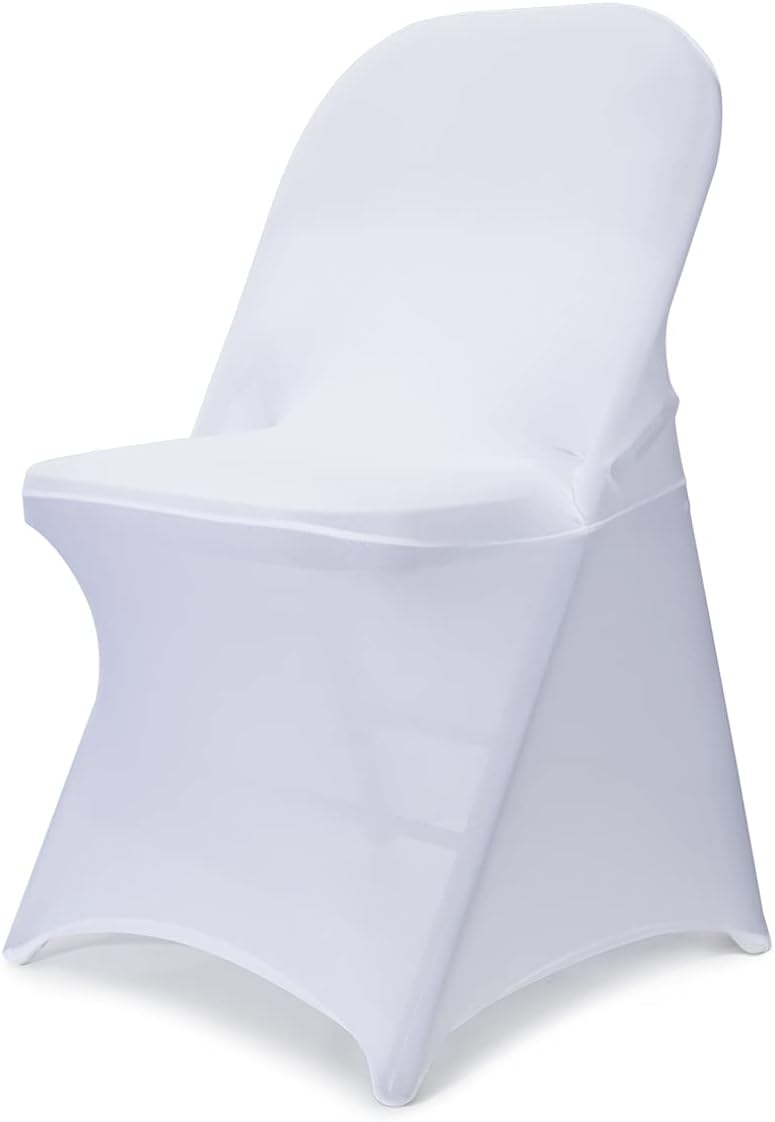 Babenest Spandex Folding Chair Covers - 30PCS Upgraded Universal Stretch Washable Fitted Chair Slipcovers Protector for Wedding, Holidays, Banquet, Party, Easter Celebration (White)
