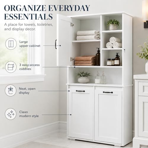 Bathroom Storage Cabinet with 2 Tilt-Out Bins, Freestanding