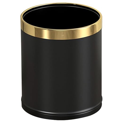 14L/3.7GAL Black and Gold Open Top Trash Can by LEASYLIFE