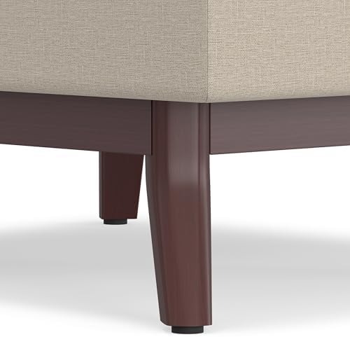 SIMPLIHOME Owen 34" Wide Linen Look Fabric Lift Top Ottoman in Natural