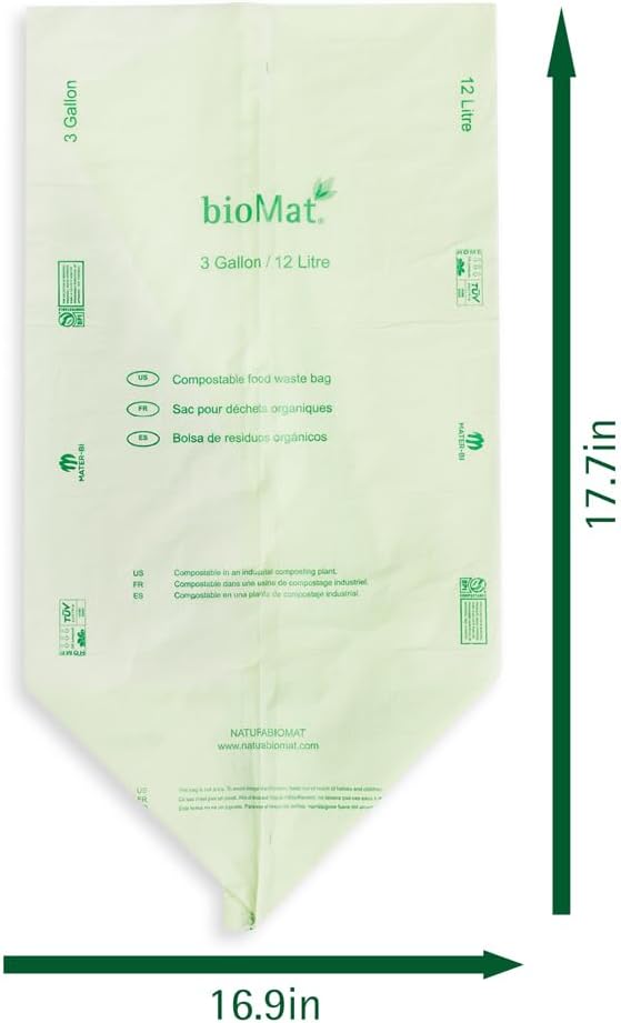 bioMat 3 Gallon Compost Bags, Compostable Trash Bags - Image 2