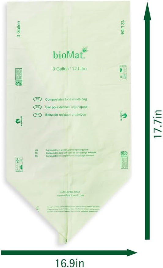 bioMat 3 Gallon Compost Bags, Compostable Trash Bags - Image 2