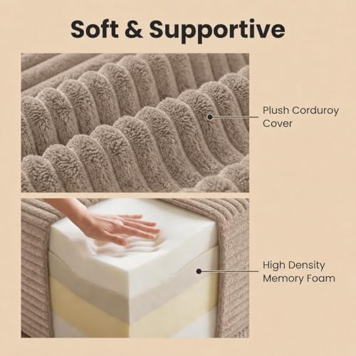 25.6" Ottoman Foot Rest for Couch，Plush Corduroy Rectangle Ottomans,Upho...