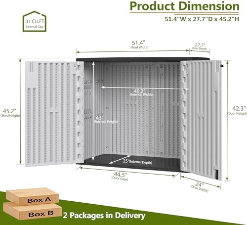 ZZM 37 Cu.ft Outdoor Storage Cabinet with One Tool Kit, Horizontal Storage Sh...