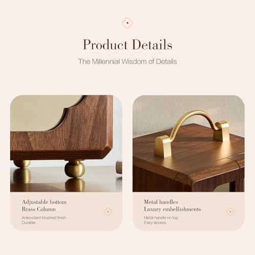 Black Walnut Jewelry Organizer, Wooden Jewelry Box with Gold Handle
