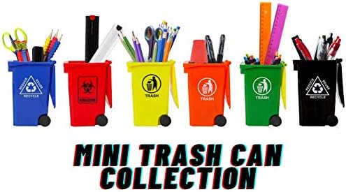 Mini Trash Can Pencil Holder for Desks, Black/Orange