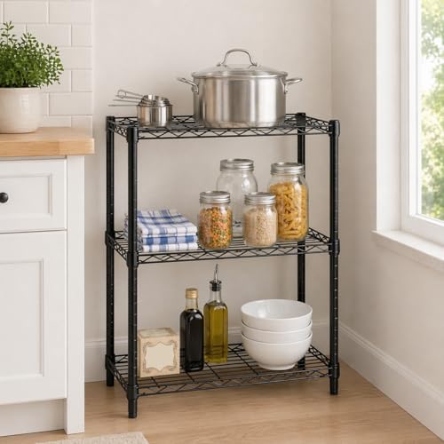 Honey-Can-Do 3-Tier Shelving Storage Rack Organizer, 250 lb Shelf Capacity