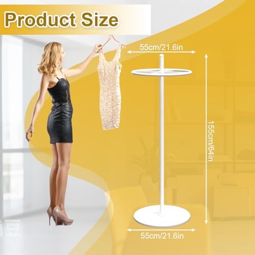 21.6in Rotatable Clothes Rack Round Heavy Duty Rack For Boutiques(White)