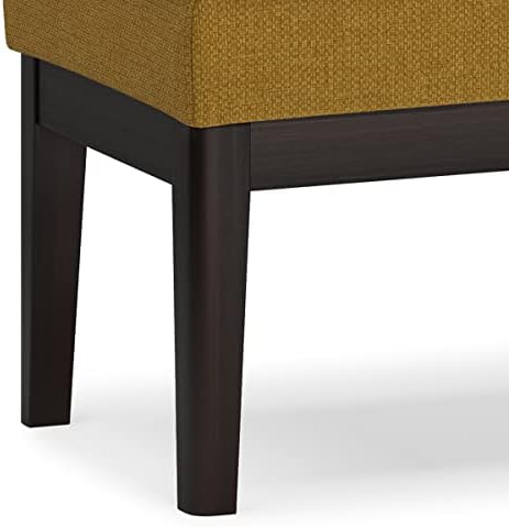 SIMPLIHOME Carlson 45" Wide Vegan Leather Rectangle Ottoman in Marigold