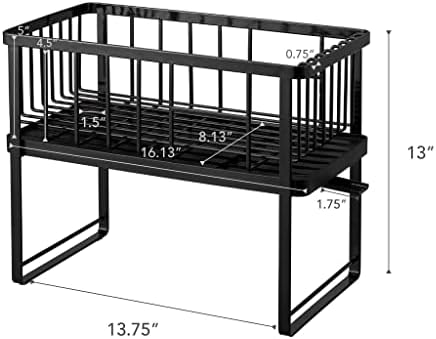YAMAZAKI Home Tower Two-Tier Adjustable Dish Drainer Rack, Compact Drying Rac...