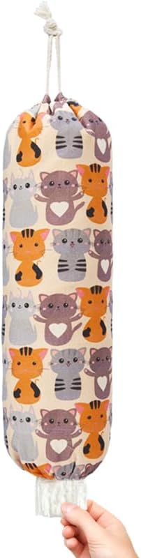 Plastic Bag Holder, Cute Grocery Bag Holder for Plastic Bags, Wall Mount Bags Dispenser for Home Kitchen Decor (Cat)