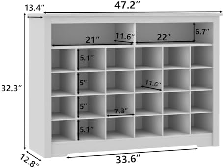 5-Tier storage Cabinet for Entryway, Modern White Shoe Rack with 26 Cubbies