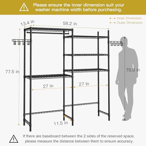 Ulif U5 Over the Washer and Dryer Storage Shelf, Laundry Room Space Saver