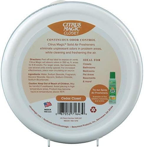 Citrus Magic For Closets Odor Absorbing Solid Air Freshener, Cedar Closet - Image 4