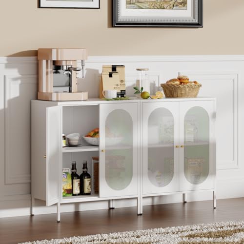 2 Door Accent Cabinet,Metal Storage Cabinet with Adjustable Shelf,Buffet Side...