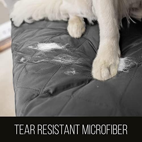 Sofa Shield® Couch Slip Covers for Dogs, Reversible Furniture Protector with Strap, Stain and Tear Resistant Cushion Cover, 70 inch Seat, Machine Washable Slipcover Dog Pets Cats, Charcoal
