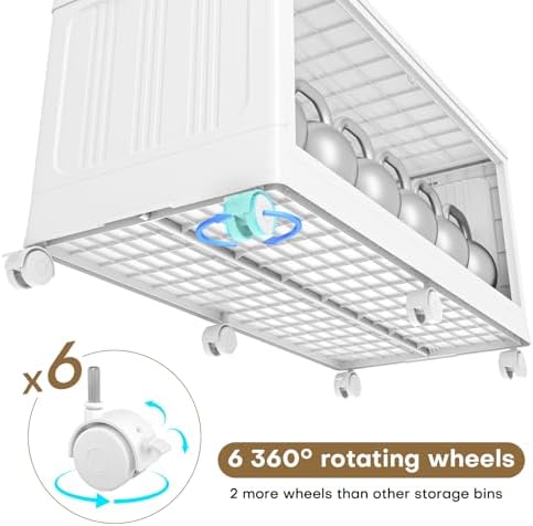 300Gal Extra Large Foldable Storage Organizer with Lid, 1200QT Stackable Plas...