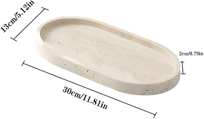 Natural Marble Tray, Oval Vanity Decorative Tray - Image 2