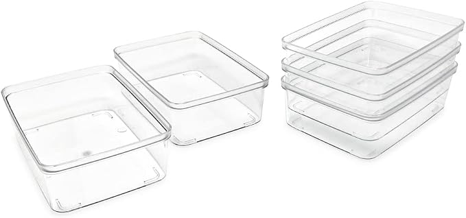 Isaac Jacobs 5-Pack Small Clear Storage Bins, Plastic Organizer - Image 2