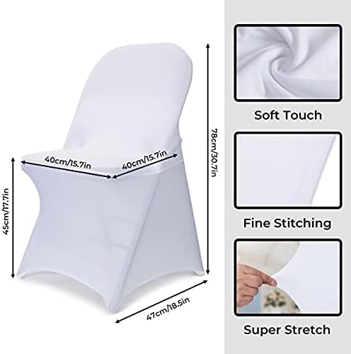 Babenest Spandex Folding Chair Covers - 30PCS Upgraded Universal Stretch Washable Fitted Chair Slipcovers Protector for Wedding, Holidays, Banquet, Party, Easter Celebration (White)