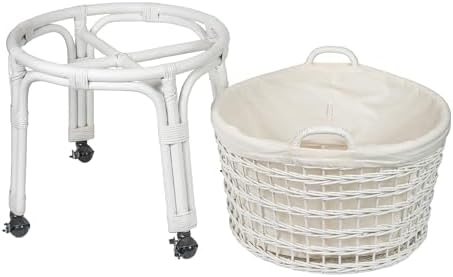 KOUBOO Rolling Wicker Laundry Basket, Handwoven Wicker Hamper with Removable ...