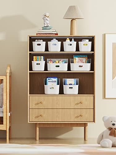 White Plastic Bins/Storage Organizers - Pantry Baskets, Bins for Shelves, Org...