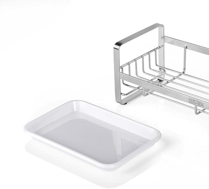 HULISEN Kitchen Sink Sponge Holder, 304 Stainless Steel Kitchen Soap Dispenser - Image 5