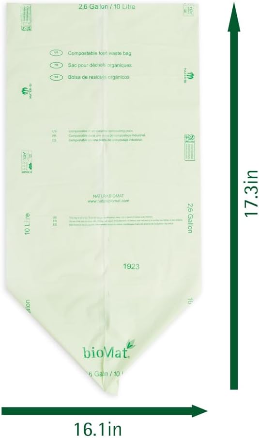 bioMat 2.6 Gallon Compostable Trash Bags, Compost Bags - Image 2