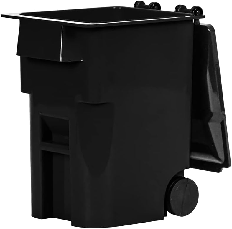 Mini Black Trash Can with Lid & Wheels for Wrestling Action Figures | Add Backstage Detail with a 4.25-Inch Black Trash Can Featuring an Opening Lid, Front Handle and Rolling Wheels