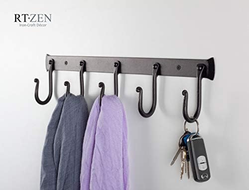 RTZEN Classic Farmhouse Wall Mount Multi-Use Wrought Iron Hook Set (5 Pack)