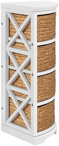 eHemco Hampton Meadows 4 Tier X-Side Corner Table Storage Cabinet, White
