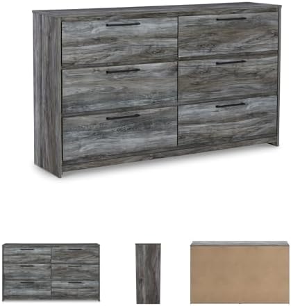 Signature Design by Ashley Baystorm 6 Drawer Bedroom Dresser, Smoky Gray