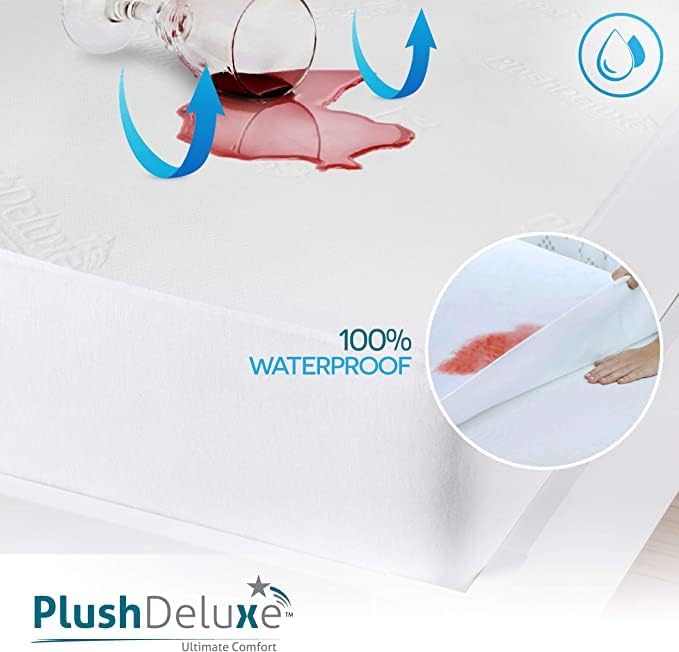 PlushDeluxe Premium Bamboo Mattress Protector – Twin Size, Waterproof, & Ultra - Image 3