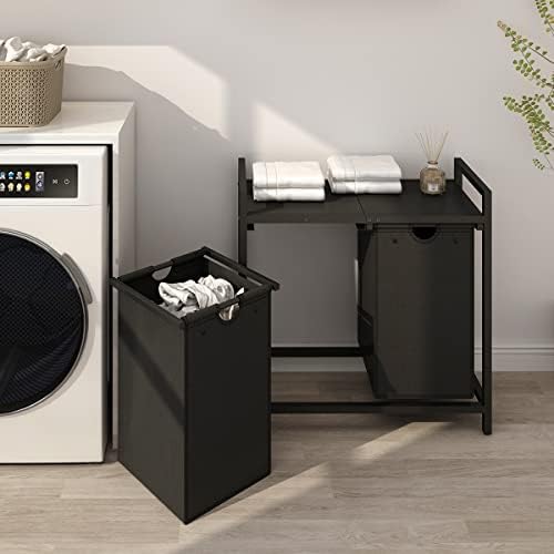 LAATOOREE Laundry Hamper, Two-Color 2 × 48L Laundry Basket with 2 Removable L...