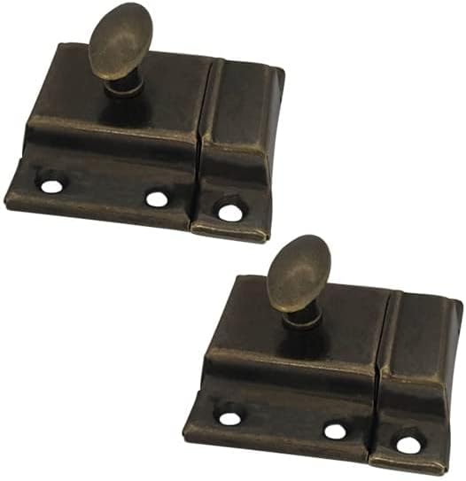 QCAA Oval Turn Cabinet Latch, for Cupboard & Other Furniture, Antique Brass - Image 2