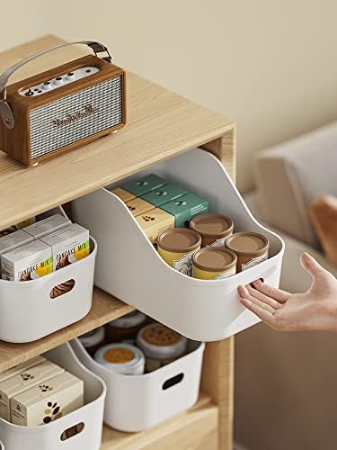 White Plastic Bins/Storage Organizers - Pantry Baskets, Bins for Shelves, Org...