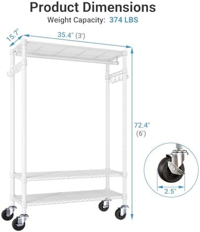 VIPEK R3C Covered Clothing Rack for Hanging Clothes Rolling Closet