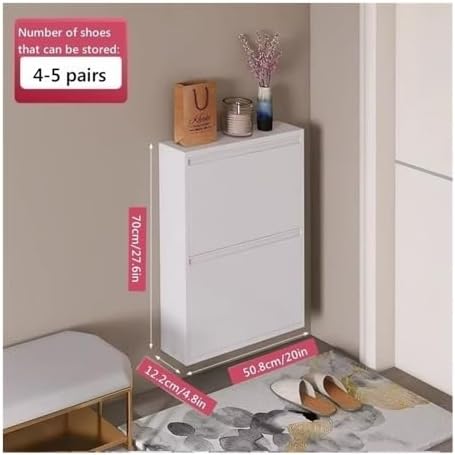 Metal Wall Mounted Shoe Cabinet, Slim Hanging Shoe Organizer, Narrow Flip Dow...