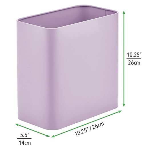 mDesign Metal Wastepaper Bin — Compact Rectangular Bathroom Bin — Rubbish Basket - Image 3