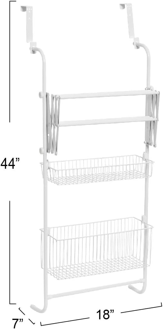 Household Essentials Metal Over the Door Drying Storage Rack, White