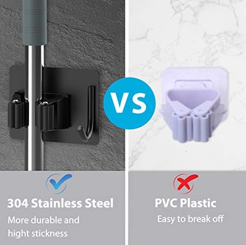 Mop Broom Holder No Drill, Mop Broom Organizer Wall Mounted Heavy Duty - Image 2