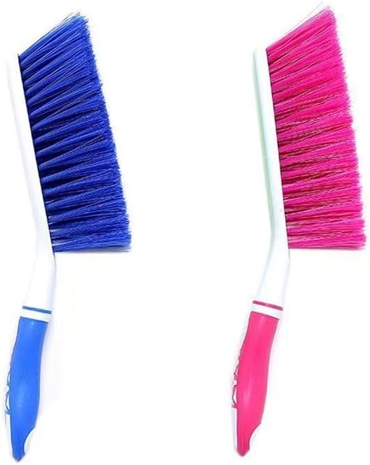 Hand Broom Cleaning Brush - Soft Bristle Dust Brush, for Cleaning Car Bed Sofa Draft Garden Furniture Clothes Wooden Handle (Deep Blue)