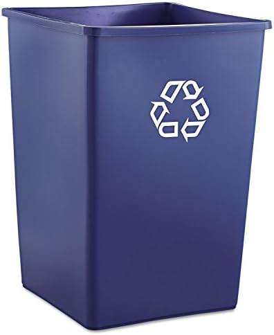 Rubbermaid Commercial Products 35-Gallon Untouchable Square Trash/Garbage Can for Offices/Stores/Restaurants, Blue Recycling