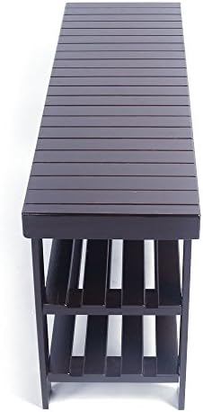 Knocbel 3-Tier Bamboo Shoe Bench 35.5 Inch Long Entryway Storage Rack Shoes O...