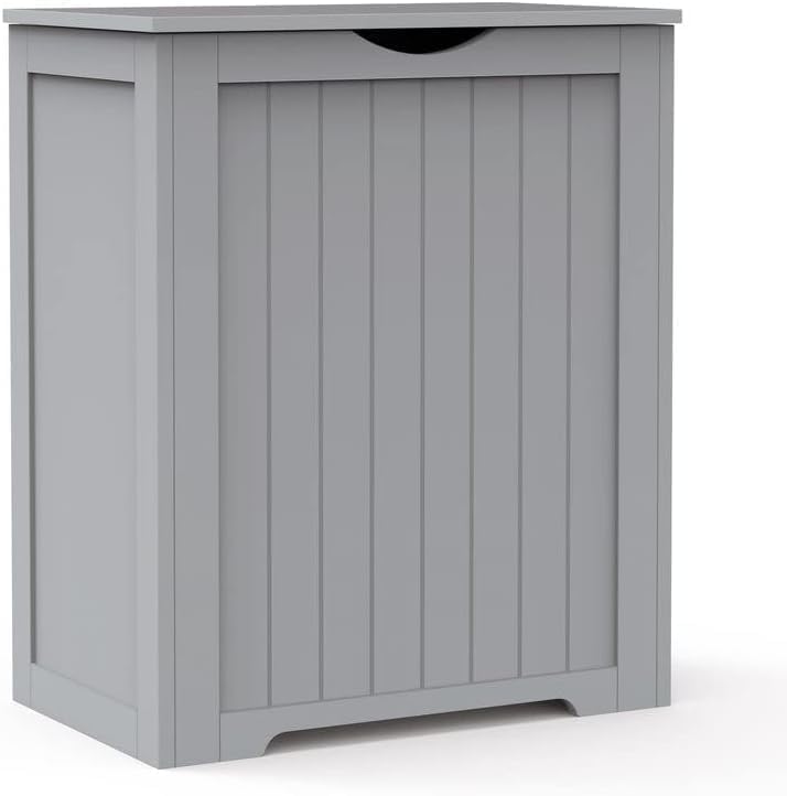 HYGRAD® Wooden Bathroom Storage Cabinet Box Laundry Hamper With Lid, Free Sta...