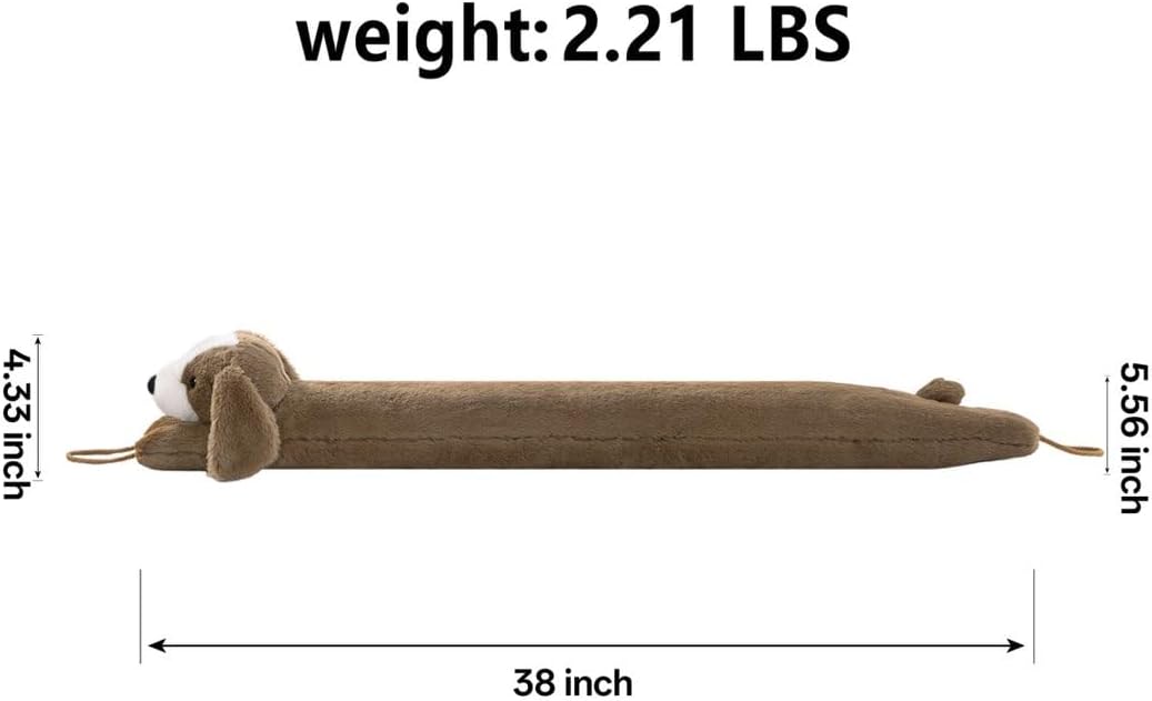 Door Draft Stopper Blocks Hot and Cold Air, 38", Coffee Dog | Blocks Wind and Noise, Weighted Sand and Cotton Filling, Convenient Hanging Loop for Storage, Adorable Animal Design