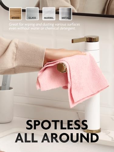 Fantasticlean Microfiber Cleaning Cloth Roll- 30 Sheets, 12" x 12" (Pink) | Super Absorbent, Lint-free, Tear-away Microfiber Towel Roll, for All-Purpose Cleaning, Reusable Alternative to Paper Towels